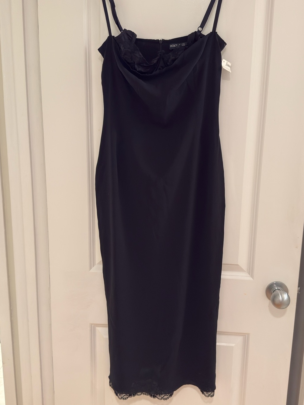 Dolce & Gabbana Black Slip Dress with Lace Bra - NWT Size 46